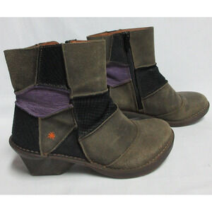 The Art Company Size 39 Patchwork Leather Ankle Bootie Women Shoes Distressed